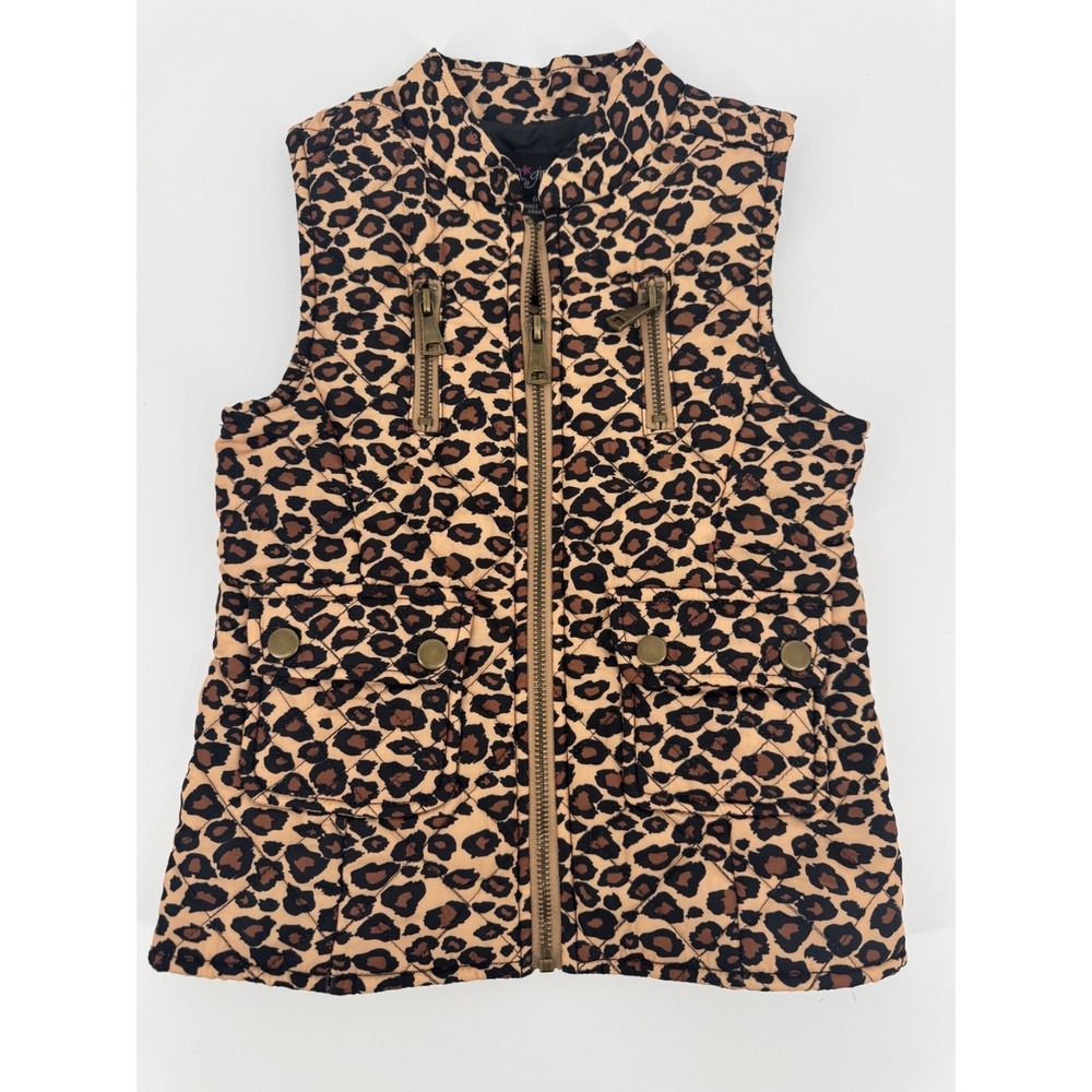 I.N. Girl‎ Leopard Print Quilted Puffer Jacket Vest Size 6